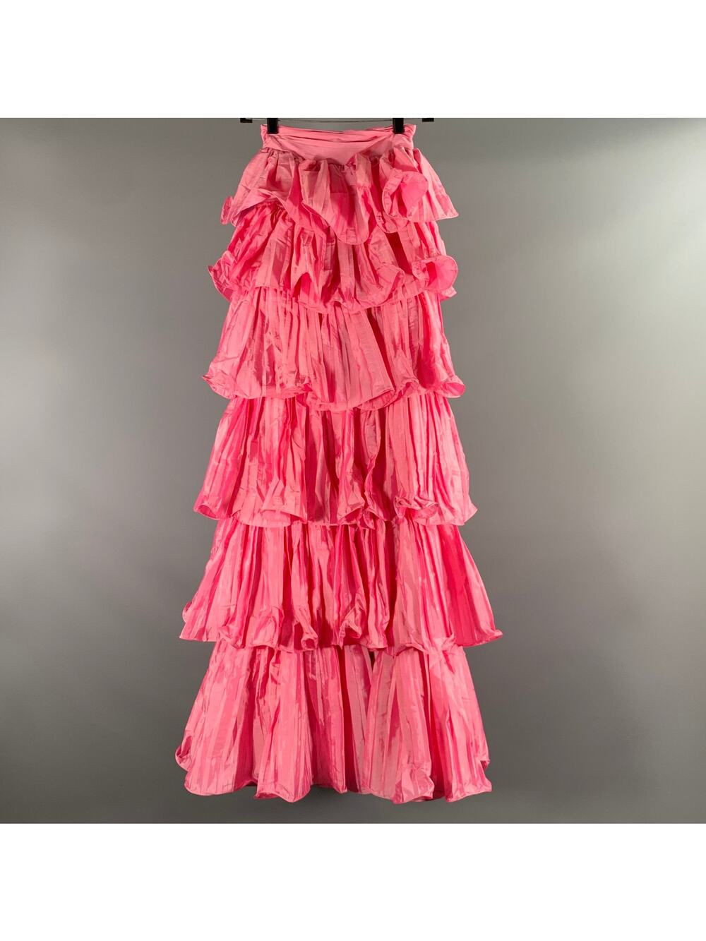 PORTIA & SCARLETT Size XS Pink Polyester Ruffled Maxi Skirt